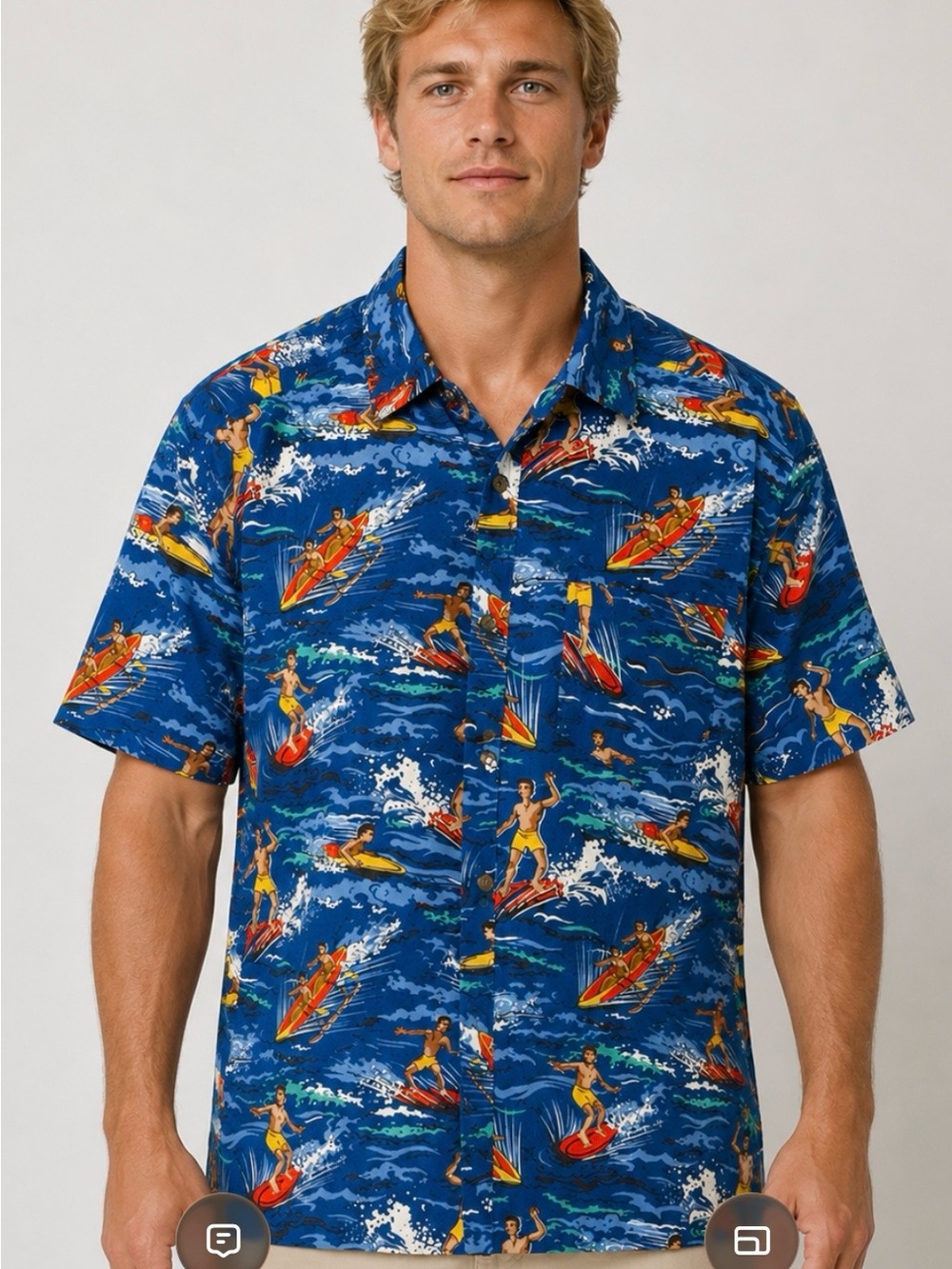 New Men’s MEDIUM Hawaiian shirt by paper denim& cloth surf hula girls novelty